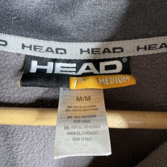 Head Fleece Sweatshirt Mens Gray Quarter Zip Pullover Mock Neck Pocket Size M - Picture 3 of 11